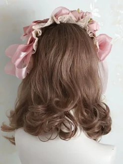 Sweet Lolita Headdress Pink Polyester Fiber Bows Bow Headwear Lolita Headband