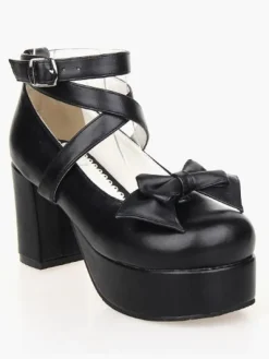 Sweet Lolita Heel Platform Black Cross Straps Lolita Shoes