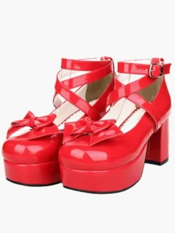 Sweet Lolita Heel Platform Black Cross Straps Lolita Shoes