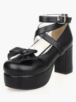 Sweet Lolita Heel Platform Black Cross Straps Lolita Shoes