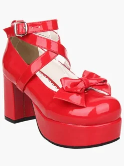 Sweet Lolita Heel Platform Black Cross Straps Lolita Shoes