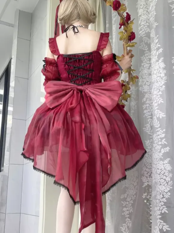 Sweet Lolita Jsk Dress Glaze Fantasy Sleeveless Ruffle Embroidery Bowknot 4 Colors