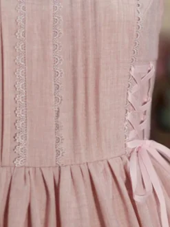 Sweet Lolita JSK Dress Lace Up Ruffle Cotton Lolita Jumper Skirts