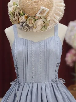Sweet Lolita JSK Dress Lace Up Ruffle Cotton Lolita Jumper Skirts