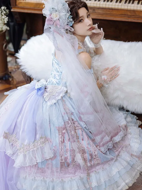 sweet Lolita Lolita Dresses Costumes Sweet Lolita Dress Polyester Sleeveless Bows Jumper Lolita Wedding Dress bride Lolita Dress Pink Tea Party