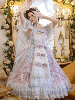 sweet Lolita Lolita Dresses Costumes Sweet Lolita Dress Polyester Sleeveless Bows Jumper Lolita Wedding Dress bride Lolita Dress Pink Tea Party