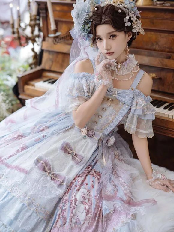 sweet Lolita Lolita Dresses Costumes Sweet Lolita Dress Polyester Sleeveless Bows Jumper Lolita Wedding Dress bride Lolita Dress Pink Tea Party