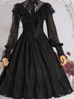 Sweet Lolita OP Dress Black Ruffles Lolita One Piece Dresses