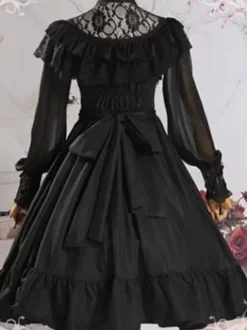 Sweet Lolita OP Dress Black Ruffles Lolita One Piece Dresses