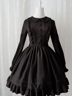 Sweet Lolita OP Dress Ruffles Long Sleeves Lolita One Piece Dresses