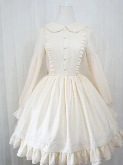Sweet Lolita OP Dress Ruffles Long Sleeves Lolita One Piece Dresses