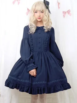 Sweet Lolita OP Dress Ruffles Long Sleeves Lolita One Piece Dresses
