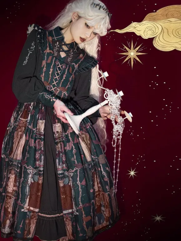 Sweet Lolita Outfits Black Patchwork Long Sleeves Dress