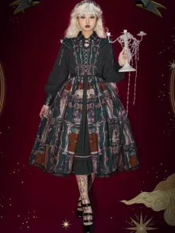 Sweet Lolita Outfits Black Patchwork Long Sleeves Dress