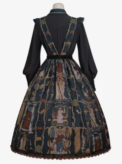 Sweet Lolita Outfits Black Patchwork Long Sleeves Dress