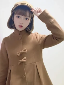 Sweet Lolita Overcoat Bow Pleated Wool Lolita Winter Coat With Cape