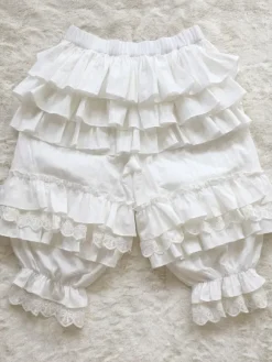 Sweet Lolita Pant White Jacquard Loose Lolita Trousers