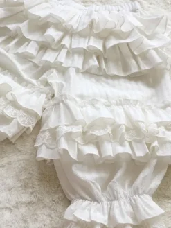 Sweet Lolita Pant White Jacquard Loose Lolita Trousers