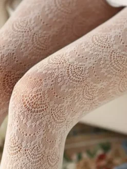 Sweet Lolita Pantyhose Jacquard Lace Solid Color Lolita Stocking