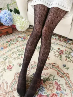 Sweet Lolita Pantyhose Jacquard Lace Solid Color Lolita Stocking