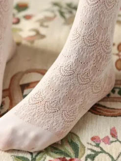 Sweet Lolita Pantyhose Jacquard Lace Solid Color Lolita Stocking