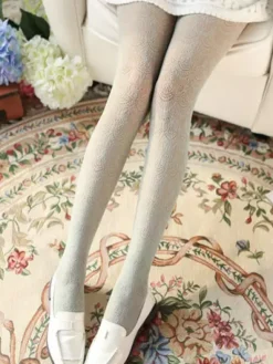 Sweet Lolita Pantyhose Jacquard Lace Solid Color Lolita Stocking
