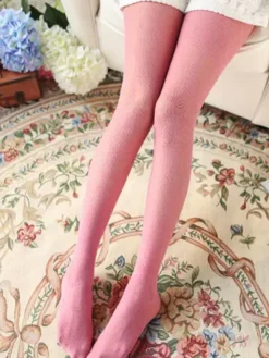 Sweet Lolita Pantyhose Jacquard Lace Solid Color Lolita Stocking