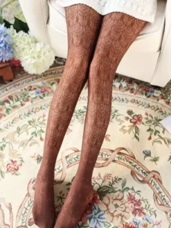 Sweet Lolita Pantyhose Jacquard Lace Solid Color Lolita Stocking