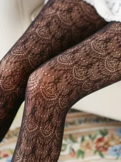 Sweet Lolita Pantyhose Jacquard Lace Solid Color Lolita Stocking