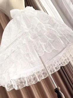 Sweet Lolita Petticoats Polyester Lace Gothic Lolita Petticoat Woman's White Lolita Underskirt