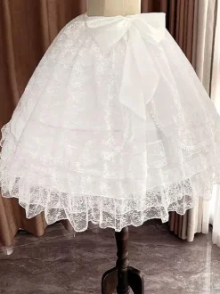 Sweet Lolita Petticoats Polyester Lace Gothic Lolita Petticoat Woman's White Lolita Underskirt