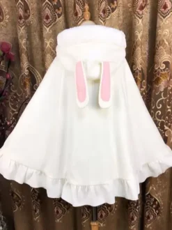 Sweet Lolita Poncho White Synthetic Piping Winter Lolita Outwears