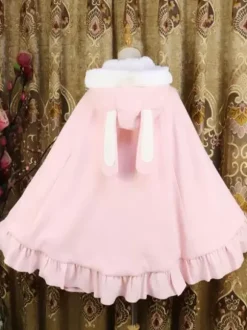 Sweet Lolita Poncho White Synthetic Piping Winter Lolita Outwears