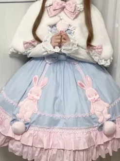 Sweet Lolita Poncho White Polyester Lace Bows Winter Lolita Outwears