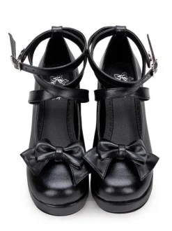 Sweet Lolita Pumps Bow Strappy Platform White Lolita Shoes