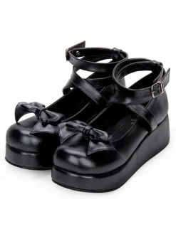 Sweet Lolita Pumps Bow Strappy Platform White Lolita Shoes