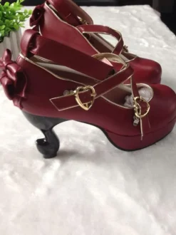 Sweet Lolita Pumps Strappy Criss Cross Buckle Bow High Heel Lolita Shoes