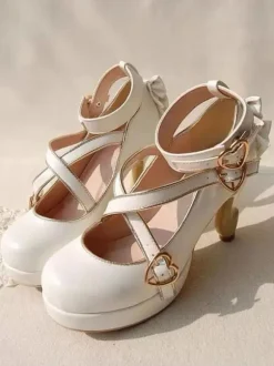 Sweet Lolita Pumps Strappy Criss Cross Buckle Bow High Heel Lolita Shoes