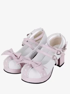 Sweet Lolita Sandals Bows Round Toe Bow PU Leather White Lolita Summer Shoes
