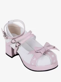 Sweet Lolita Sandals Bows Round Toe Bow PU Leather White Lolita Summer Shoes