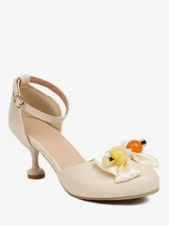 Sweet Lolita Sandals Bows Round Toe PU Leather White Lolita Summer Shoes