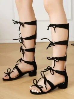Sweet Lolita Sandals Bows Round Toe Suede Nap Ecru White Lolita Summer Shoes