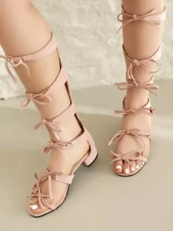 Sweet Lolita Sandals Bows Round Toe Suede Nap Ecru White Lolita Summer Shoes