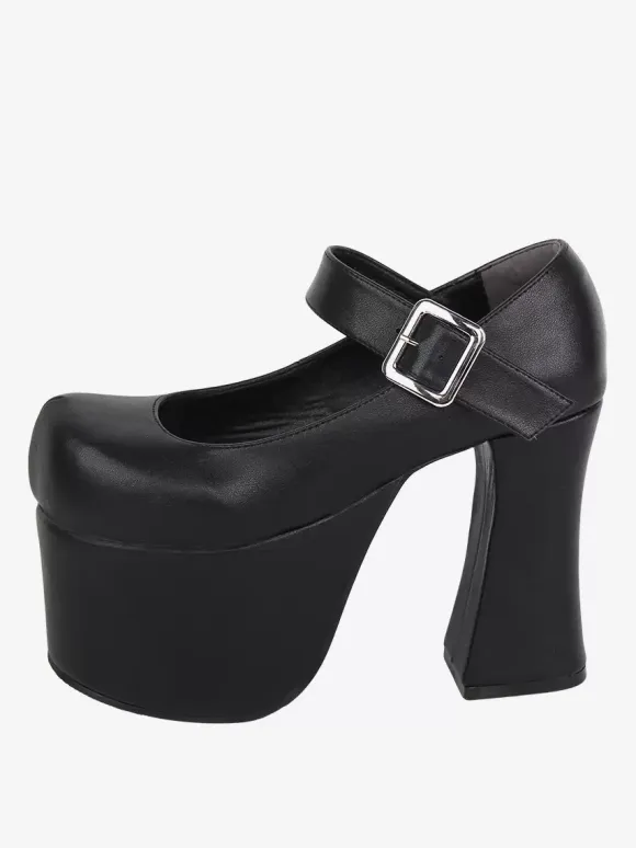 Sweet Lolita Sandals Grommets Round Toe Metallic PU Leather Black Lolita Summer Shoes