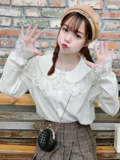 Sweet Lolita Shirt Lace Chiffon White Lolita Blouse