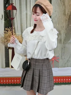 Sweet Lolita Shirt Lace Chiffon White Lolita Blouse