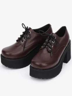 Sweet Lolita Shoes Black Platform Chunky Heel Lace Up Lolita Boots