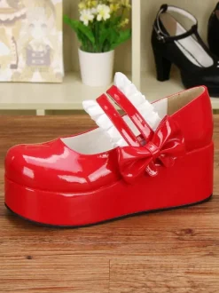 Sweet Lolita Shoes Black Round Toe Platform Low Top Mary Jane Shoes