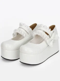 Sweet Lolita Shoes Black Round Toe Platform Low Top Mary Jane Shoes