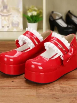 Sweet Lolita Shoes Black Round Toe Platform Low Top Mary Jane Shoes